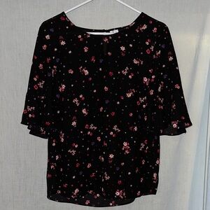 Floral Black Blouse